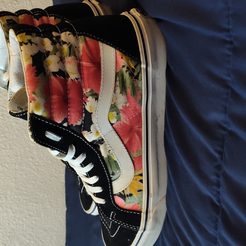 Vans Black High-Top Sneakers with Colorful Patterns